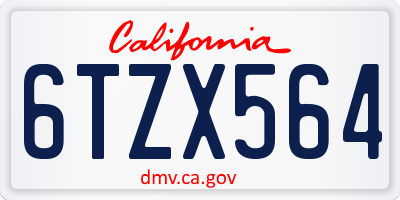 CA license plate 6TZX564