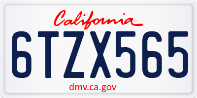 CA license plate 6TZX565