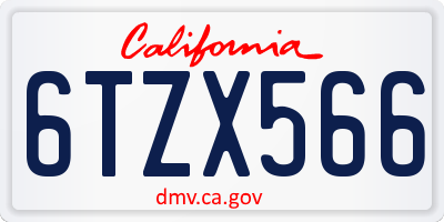 CA license plate 6TZX566