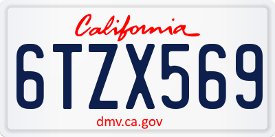 CA license plate 6TZX569