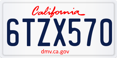 CA license plate 6TZX570