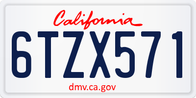 CA license plate 6TZX571