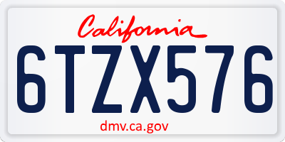 CA license plate 6TZX576