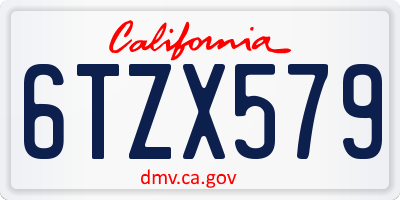 CA license plate 6TZX579