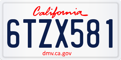 CA license plate 6TZX581
