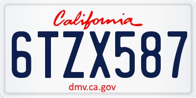 CA license plate 6TZX587
