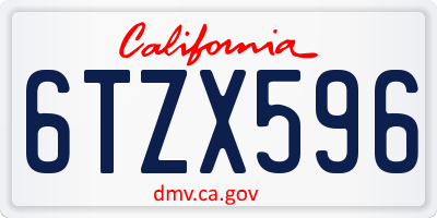 CA license plate 6TZX596