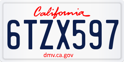 CA license plate 6TZX597