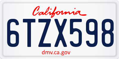 CA license plate 6TZX598