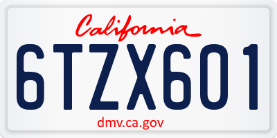 CA license plate 6TZX601