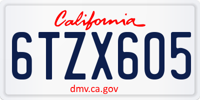 CA license plate 6TZX605