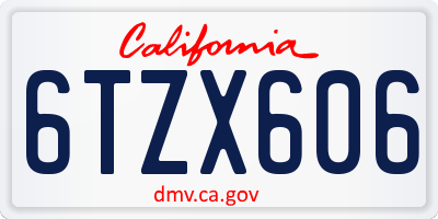 CA license plate 6TZX606