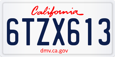 CA license plate 6TZX613