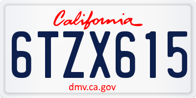 CA license plate 6TZX615