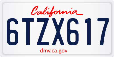 CA license plate 6TZX617