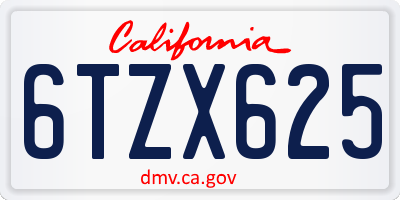 CA license plate 6TZX625