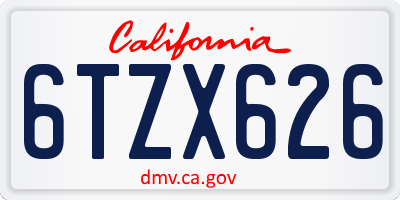 CA license plate 6TZX626