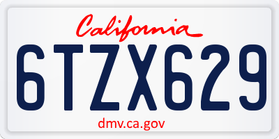 CA license plate 6TZX629