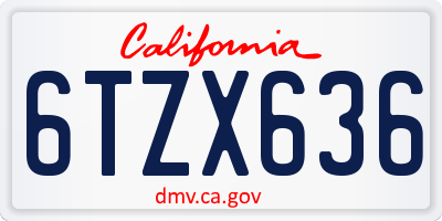 CA license plate 6TZX636