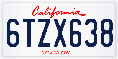 CA license plate 6TZX638