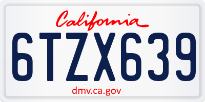 CA license plate 6TZX639