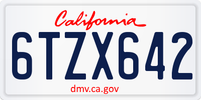 CA license plate 6TZX642