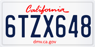 CA license plate 6TZX648