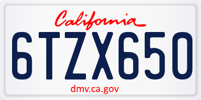 CA license plate 6TZX650