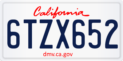 CA license plate 6TZX652