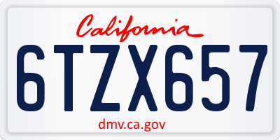 CA license plate 6TZX657