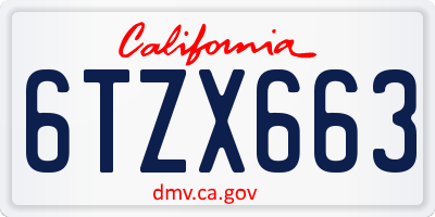 CA license plate 6TZX663