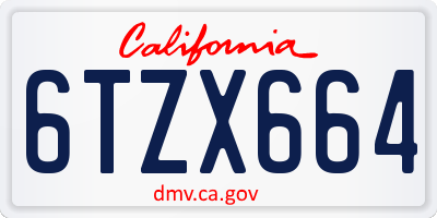 CA license plate 6TZX664