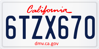 CA license plate 6TZX670