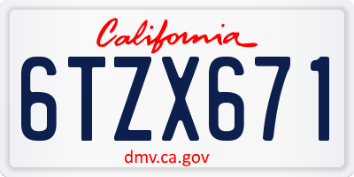 CA license plate 6TZX671
