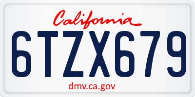 CA license plate 6TZX679
