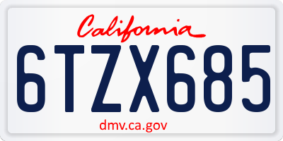 CA license plate 6TZX685