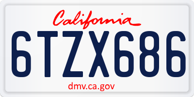 CA license plate 6TZX686