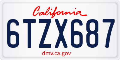 CA license plate 6TZX687