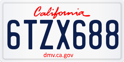 CA license plate 6TZX688