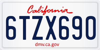 CA license plate 6TZX690