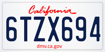 CA license plate 6TZX694
