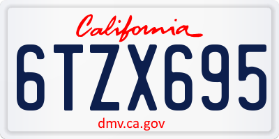 CA license plate 6TZX695