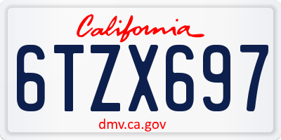 CA license plate 6TZX697