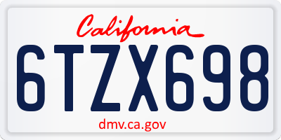 CA license plate 6TZX698