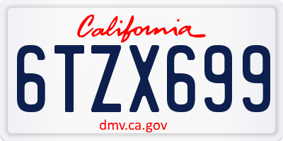 CA license plate 6TZX699