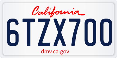 CA license plate 6TZX700