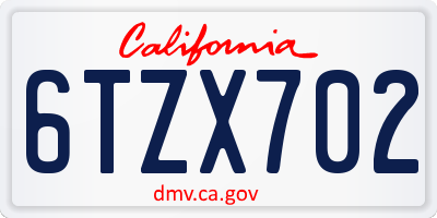 CA license plate 6TZX702