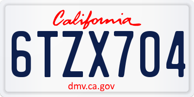 CA license plate 6TZX704