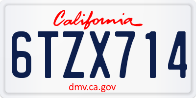 CA license plate 6TZX714