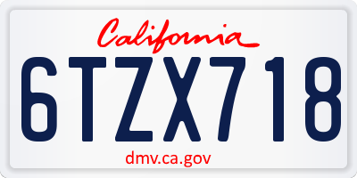 CA license plate 6TZX718